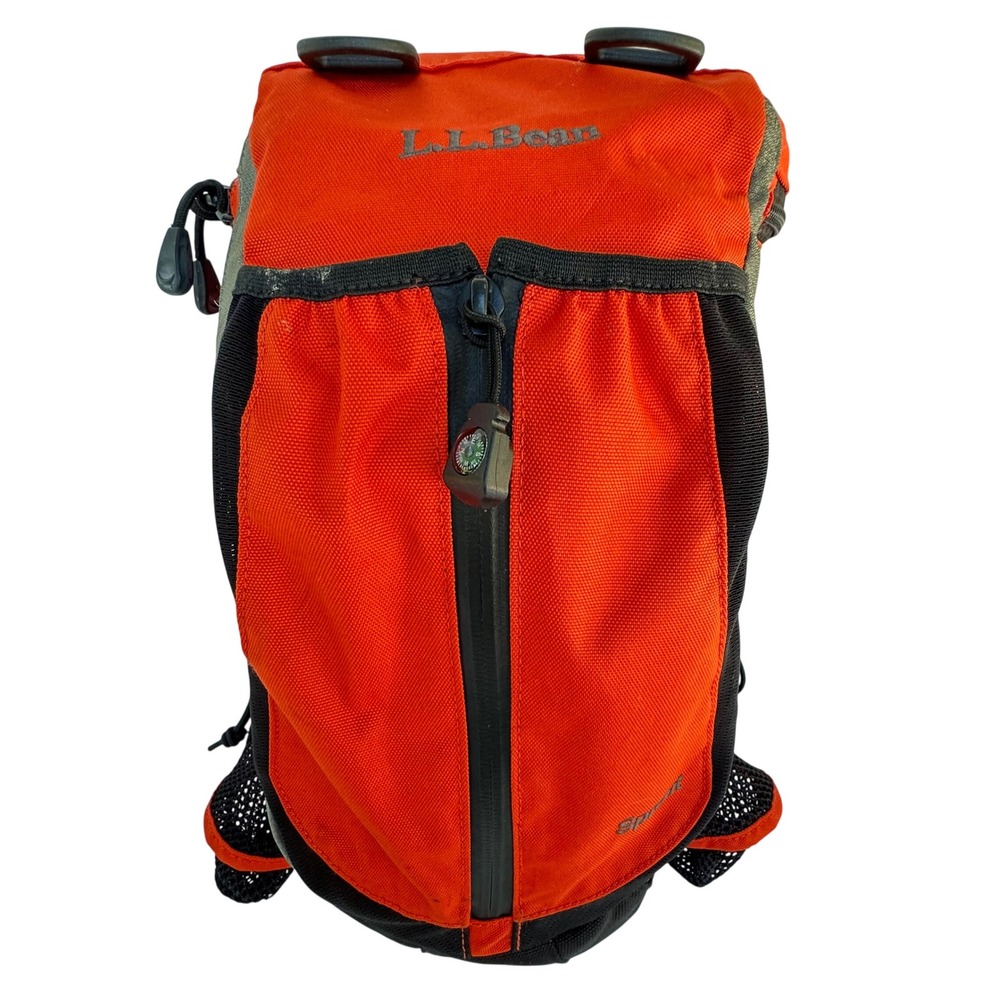 LL Bean Sprout Kids Hiking Backpack Children Daypack Compass Whistle Orange Gray